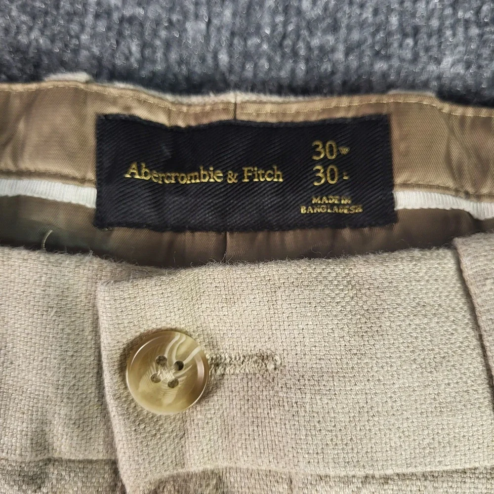 Abercrombie & Fitch Mens Tan Pleated Tapered Linen Blend Pants 30x30